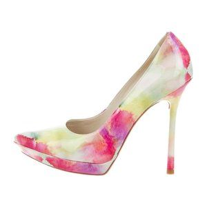 7 ALICE + OLIVIA PRINTED POINTED-TOE PLATFORM STILETTO LEATHER PUMP $499